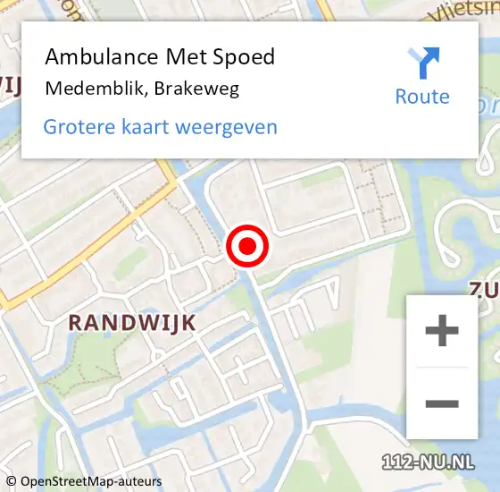 Locatie op kaart van de 112 melding: Ambulance Met Spoed Naar Medemblik, Brakeweg op 1 juni 2024 03:22