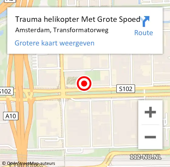 Locatie op kaart van de 112 melding: Trauma helikopter Met Grote Spoed Naar Amsterdam, Transformatorweg op 1 juni 2024 03:44