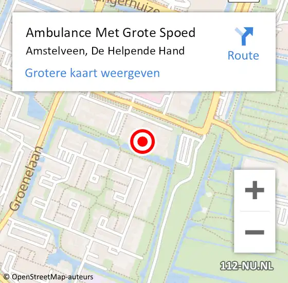 Locatie op kaart van de 112 melding: Ambulance Met Grote Spoed Naar Amstelveen, De Helpende Hand op 1 juni 2024 04:21