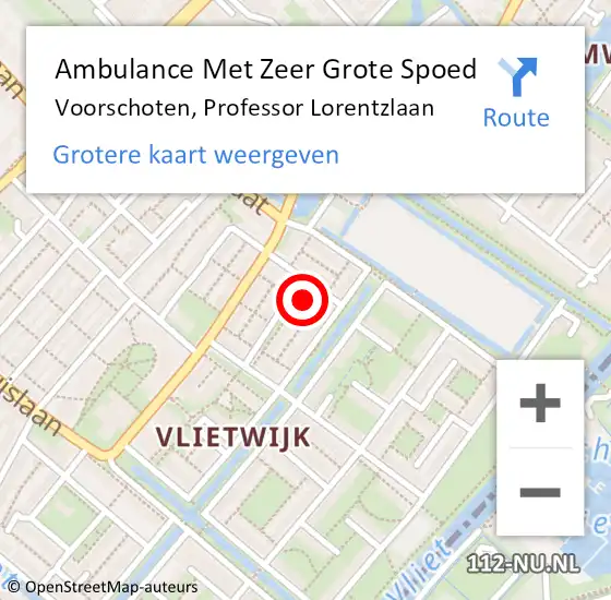 Locatie op kaart van de 112 melding: Ambulance Met Zeer Grote Spoed Naar Voorschoten, Professor Lorentzlaan op 1 juni 2024 04:31