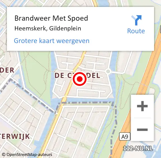 Locatie op kaart van de 112 melding: Brandweer Met Spoed Naar Heemskerk, Gildenplein op 1 juni 2024 05:34