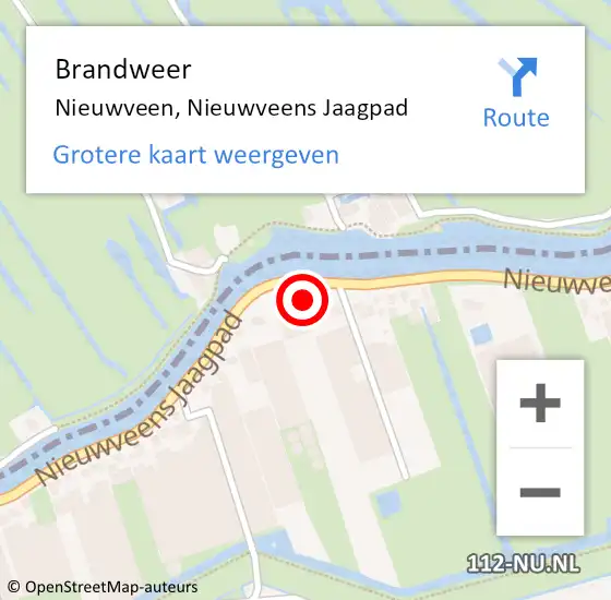 Locatie op kaart van de 112 melding: Brandweer Nieuwveen, Nieuwveens Jaagpad op 1 juni 2024 06:03