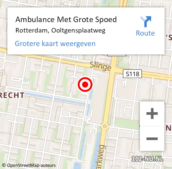 Locatie op kaart van de 112 melding: Ambulance Met Grote Spoed Naar Rotterdam, Ooltgensplaatweg op 1 juni 2024 06:18