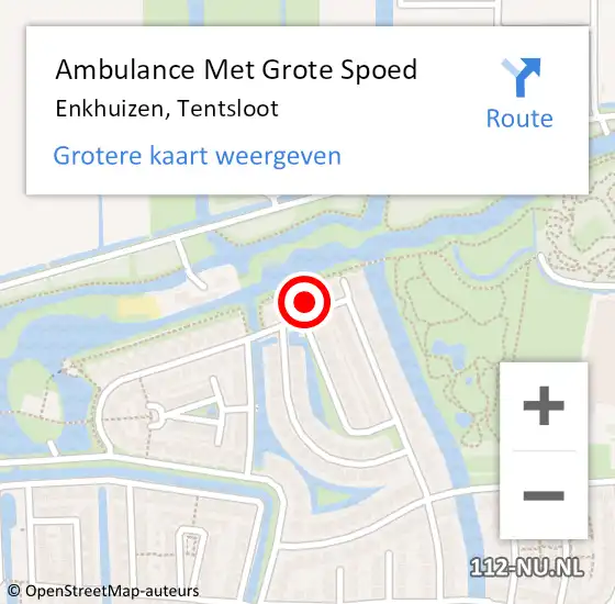 Locatie op kaart van de 112 melding: Ambulance Met Grote Spoed Naar Enkhuizen, Tentsloot op 1 juni 2024 07:01