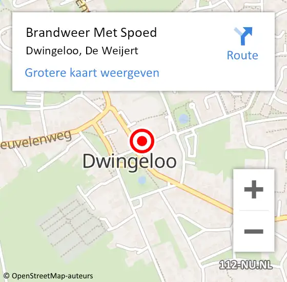 Locatie op kaart van de 112 melding: Brandweer Met Spoed Naar Dwingeloo, De Weijert op 1 juni 2024 07:15