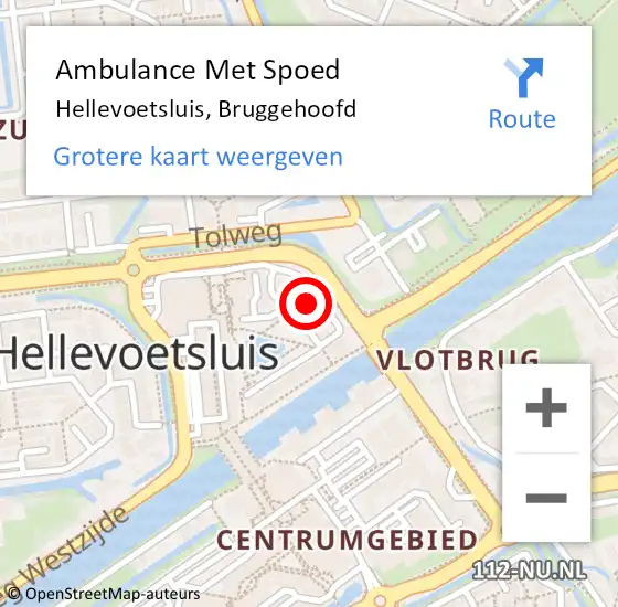 Locatie op kaart van de 112 melding: Ambulance Met Spoed Naar Hellevoetsluis, Bruggehoofd op 1 juni 2024 07:25