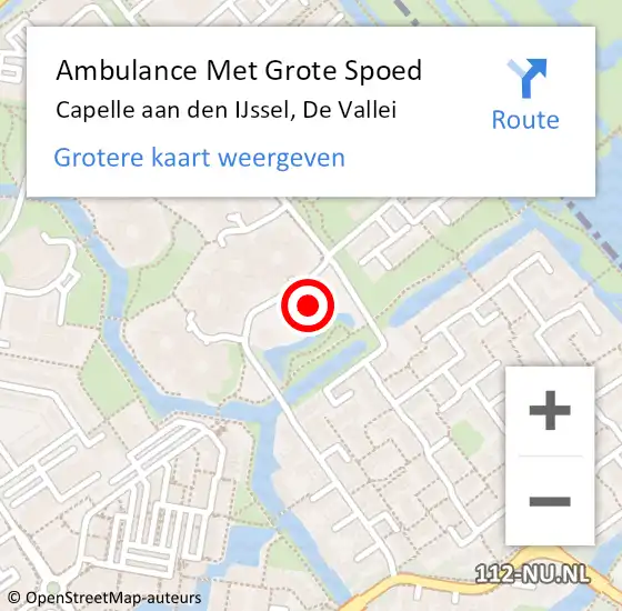 Locatie op kaart van de 112 melding: Ambulance Met Grote Spoed Naar Capelle aan den IJssel, De Vallei op 1 juni 2024 07:37