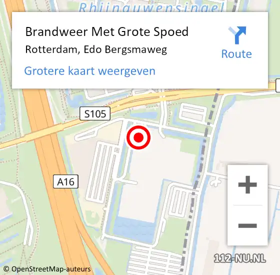 Locatie op kaart van de 112 melding: Brandweer Met Grote Spoed Naar Rotterdam, Edo Bergsmaweg op 1 juni 2024 07:39