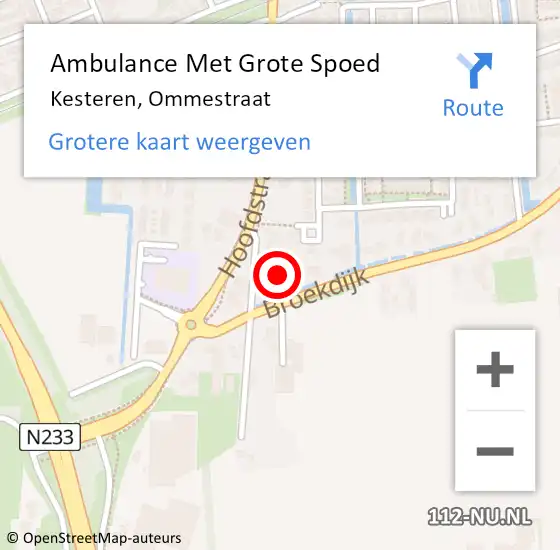 Locatie op kaart van de 112 melding: Ambulance Met Grote Spoed Naar Kesteren, Ommestraat op 7 oktober 2014 21:56