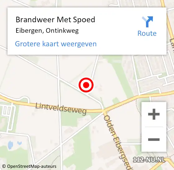 Locatie op kaart van de 112 melding: Brandweer Met Spoed Naar Eibergen, Ontinkweg op 1 juni 2024 08:01