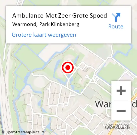 Locatie op kaart van de 112 melding: Ambulance Met Zeer Grote Spoed Naar Warmond, Park Klinkenberg op 1 juni 2024 08:28