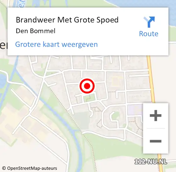 Locatie op kaart van de 112 melding: Brandweer Met Grote Spoed Naar Den Bommel op 1 juni 2024 08:30
