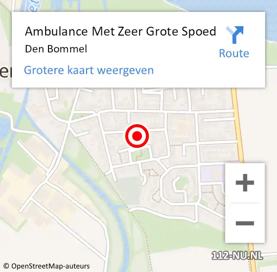 Locatie op kaart van de 112 melding: Ambulance Met Zeer Grote Spoed Naar Den Bommel op 1 juni 2024 08:30
