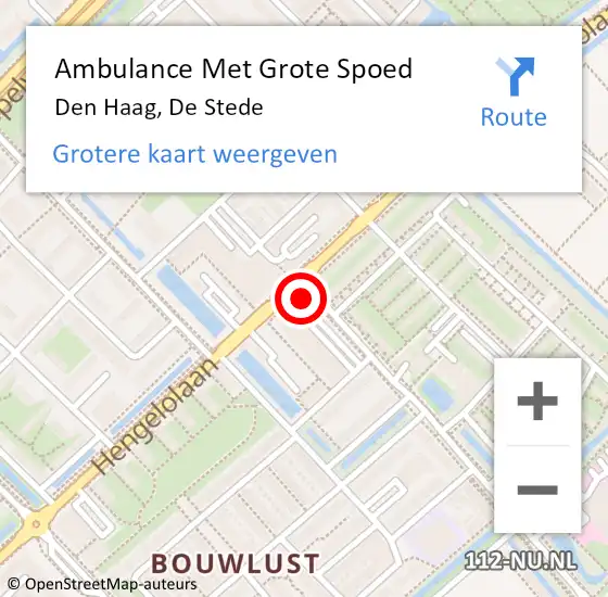 Locatie op kaart van de 112 melding: Ambulance Met Grote Spoed Naar Den Haag, De Stede op 1 juni 2024 08:36