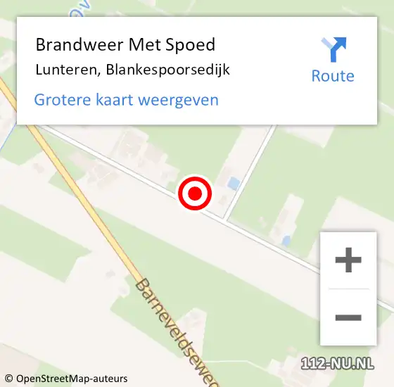 Locatie op kaart van de 112 melding: Brandweer Met Spoed Naar Lunteren, Blankespoorsedijk op 1 juni 2024 08:45