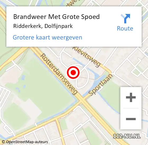Locatie op kaart van de 112 melding: Brandweer Met Grote Spoed Naar Ridderkerk, Dolfijnpark op 1 juni 2024 08:56