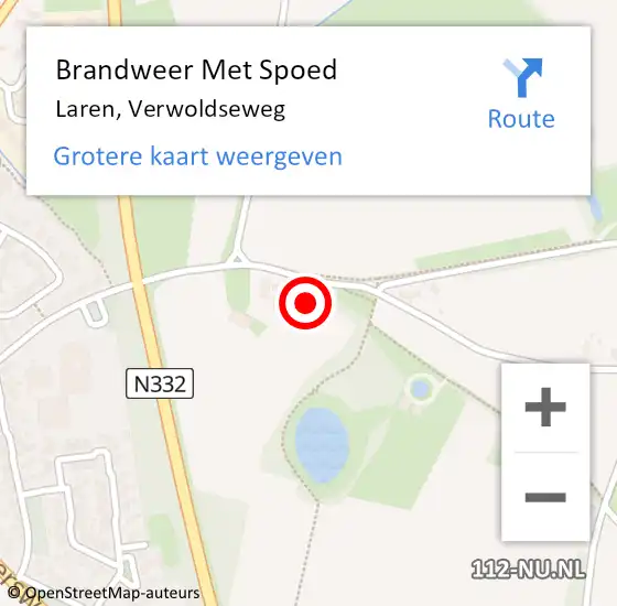 Locatie op kaart van de 112 melding: Brandweer Met Spoed Naar Laren, Verwoldseweg op 1 juni 2024 09:12