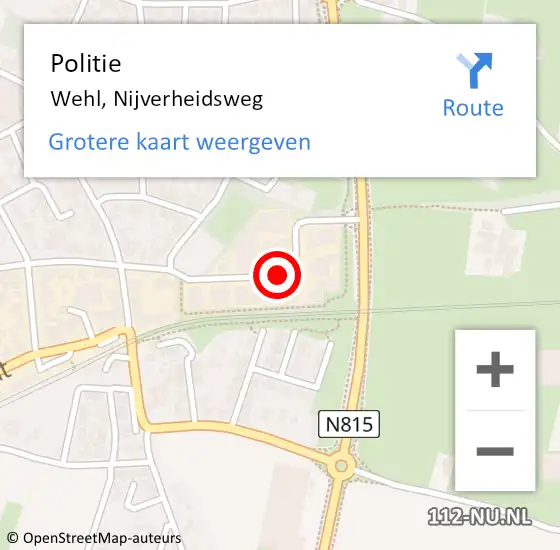 Locatie op kaart van de 112 melding: Politie Wehl, Nijverheidsweg op 1 juni 2024 09:12