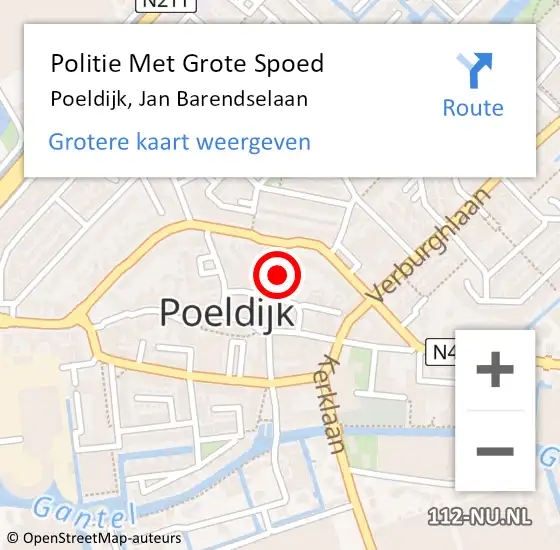 Locatie op kaart van de 112 melding: Politie Met Grote Spoed Naar Poeldijk, Jan Barendselaan op 1 juni 2024 09:16