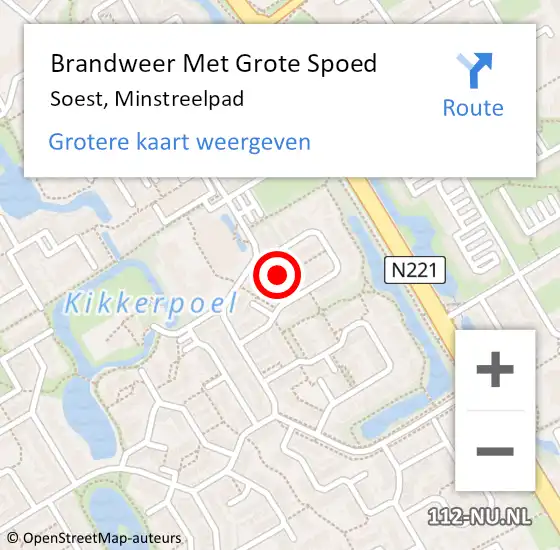 Locatie op kaart van de 112 melding: Brandweer Met Grote Spoed Naar Soest, Minstreelpad op 1 juni 2024 09:45