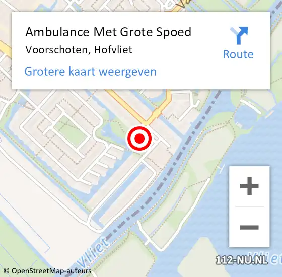 Locatie op kaart van de 112 melding: Ambulance Met Grote Spoed Naar Voorschoten, Hofvliet op 1 juni 2024 09:47