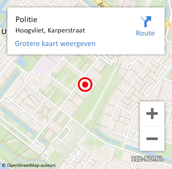 Locatie op kaart van de 112 melding: Politie Hoogvliet, Karperstraat op 1 juni 2024 09:50