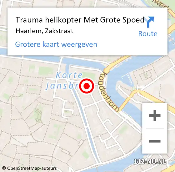 Locatie op kaart van de 112 melding: Trauma helikopter Met Grote Spoed Naar Haarlem, Zakstraat op 1 juni 2024 09:51