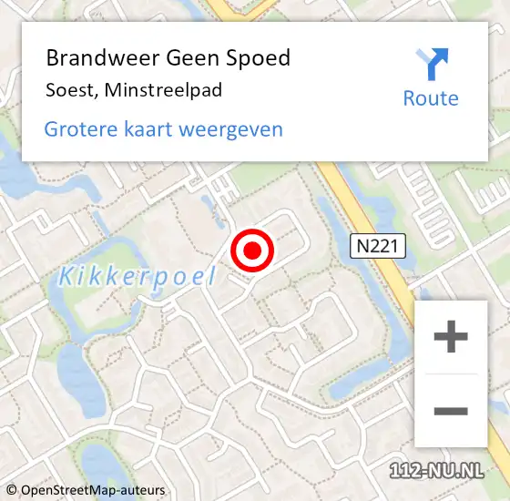 Locatie op kaart van de 112 melding: Brandweer Geen Spoed Naar Soest, Minstreelpad op 1 juni 2024 09:53