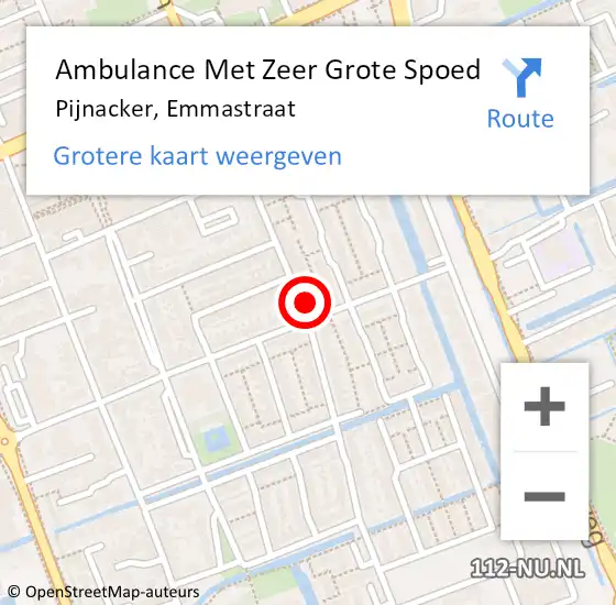 Locatie op kaart van de 112 melding: Ambulance Met Zeer Grote Spoed Naar Pijnacker, Emmastraat op 1 juni 2024 10:04