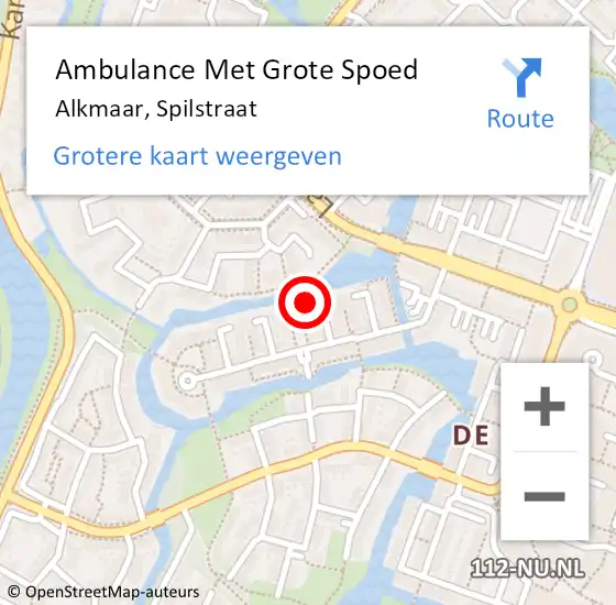 Locatie op kaart van de 112 melding: Ambulance Met Grote Spoed Naar Alkmaar, Spilstraat op 1 juni 2024 10:36