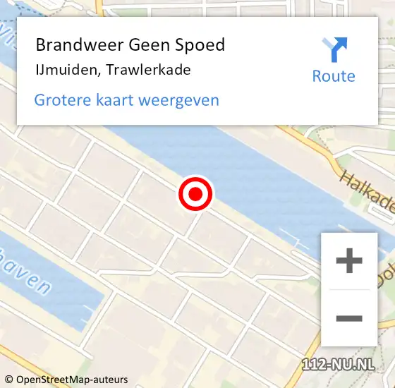 Locatie op kaart van de 112 melding: Brandweer Geen Spoed Naar IJmuiden, Trawlerkade op 1 juni 2024 10:40