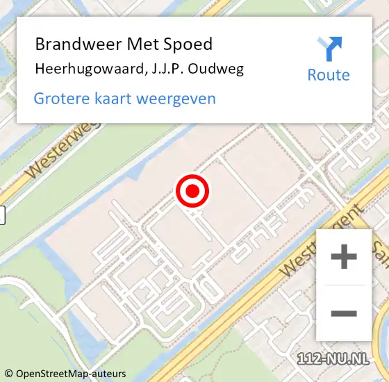 Locatie op kaart van de 112 melding: Brandweer Met Spoed Naar Heerhugowaard, J.J.P. Oudweg op 1 juni 2024 10:43