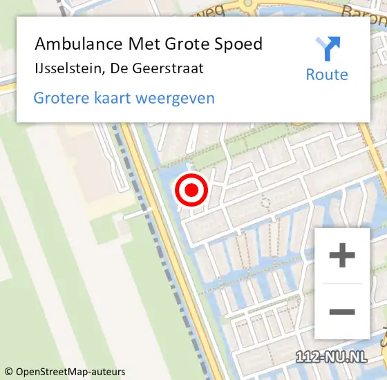 Locatie op kaart van de 112 melding: Ambulance Met Grote Spoed Naar IJsselstein, De Geerstraat op 7 oktober 2014 22:26