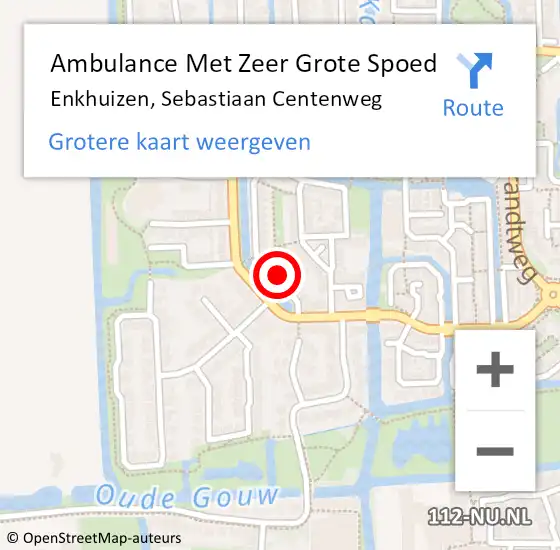 Locatie op kaart van de 112 melding: Ambulance Met Zeer Grote Spoed Naar Enkhuizen, Sebastiaan Centenweg op 1 juni 2024 10:52