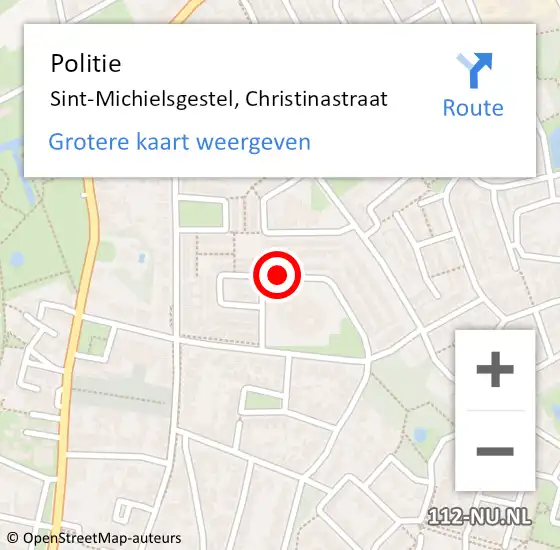 Locatie op kaart van de 112 melding: Politie Sint-Michielsgestel, Christinastraat op 1 juni 2024 11:05