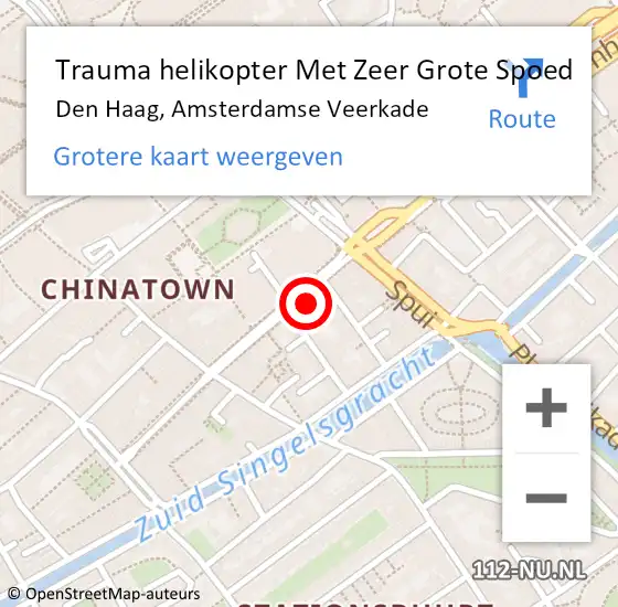 Locatie op kaart van de 112 melding: Trauma helikopter Met Zeer Grote Spoed Naar Den Haag, Amsterdamse Veerkade op 1 juni 2024 11:08