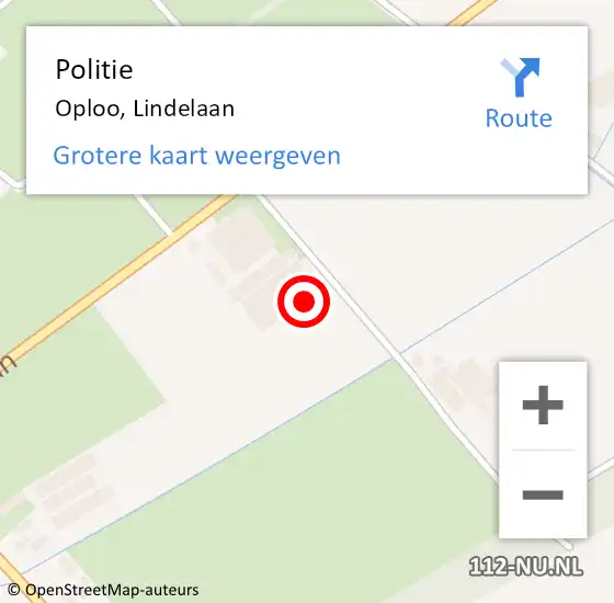 Locatie op kaart van de 112 melding: Politie Oploo, Lindelaan op 1 juni 2024 11:10