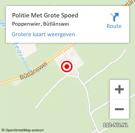 Locatie op kaart van de 112 melding: Politie Met Grote Spoed Naar Poppenwier, Bûtlânswei op 1 juni 2024 11:40