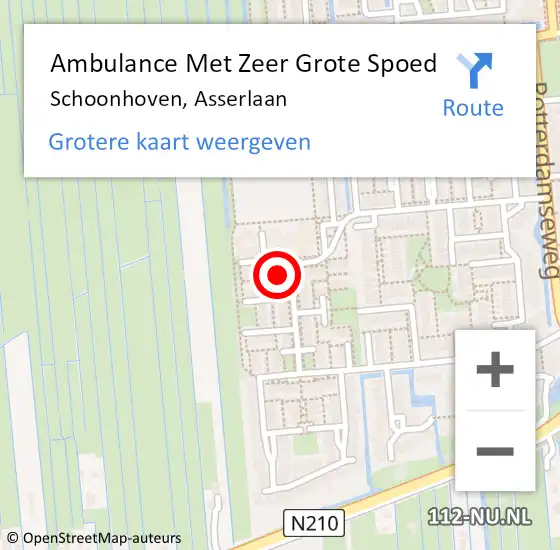 Locatie op kaart van de 112 melding: Ambulance Met Zeer Grote Spoed Naar Schoonhoven, Asserlaan op 1 juni 2024 11:42