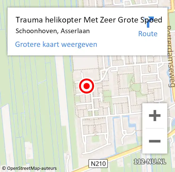 Locatie op kaart van de 112 melding: Trauma helikopter Met Zeer Grote Spoed Naar Schoonhoven, Asserlaan op 1 juni 2024 11:44