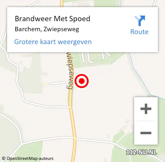 Locatie op kaart van de 112 melding: Brandweer Met Spoed Naar Barchem, Zwiepseweg op 1 juni 2024 11:48