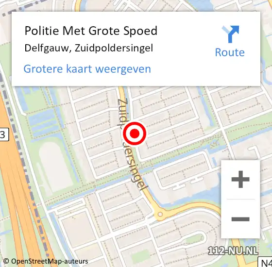 Locatie op kaart van de 112 melding: Politie Met Grote Spoed Naar Delfgauw, Zuidpoldersingel op 1 juni 2024 12:02