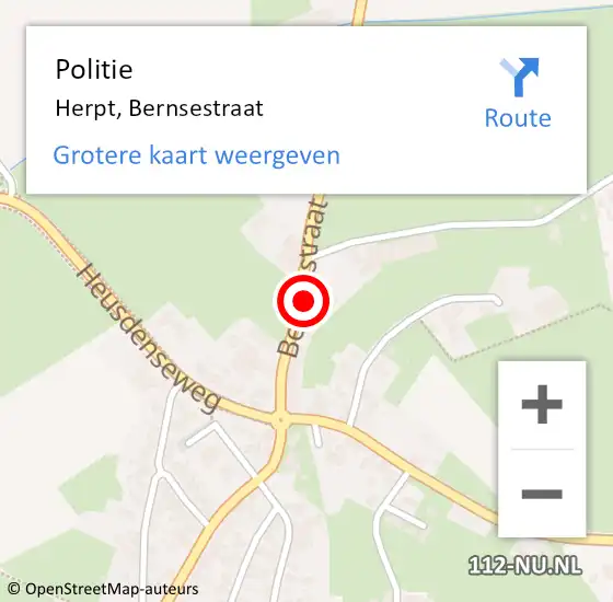 Locatie op kaart van de 112 melding: Politie Herpt, Bernsestraat op 1 juni 2024 12:03