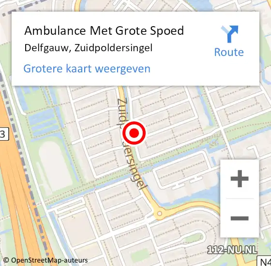 Locatie op kaart van de 112 melding: Ambulance Met Grote Spoed Naar Delfgauw, Zuidpoldersingel op 1 juni 2024 12:04