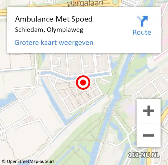 Locatie op kaart van de 112 melding: Ambulance Met Spoed Naar Schiedam, Olympiaweg op 1 juni 2024 12:07