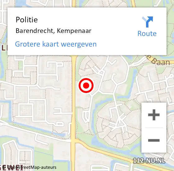 Locatie op kaart van de 112 melding: Politie Barendrecht, Kempenaar op 1 juni 2024 12:40