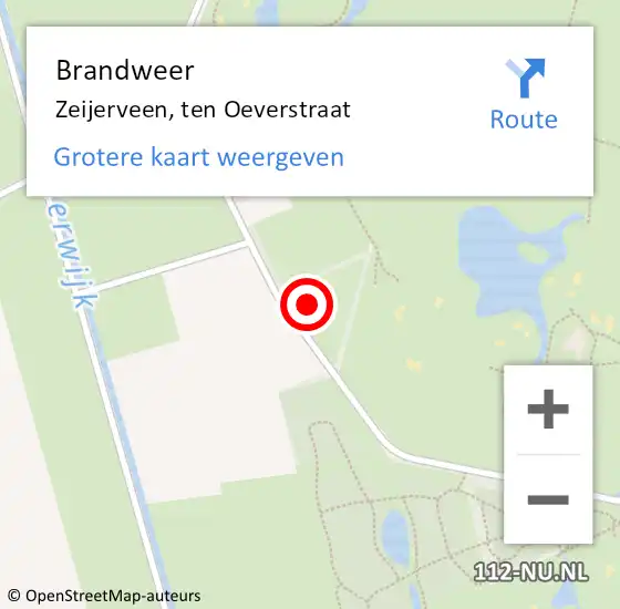 Locatie op kaart van de 112 melding: Brandweer Zeijerveen, ten Oeverstraat op 1 juni 2024 12:49