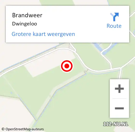 Locatie op kaart van de 112 melding: Brandweer Dwingeloo op 1 juni 2024 13:06