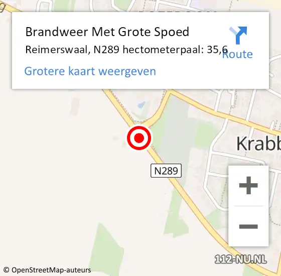 Locatie op kaart van de 112 melding: Brandweer Met Grote Spoed Naar Reimerswaal, N289 hectometerpaal: 35,6 op 1 juni 2024 13:15