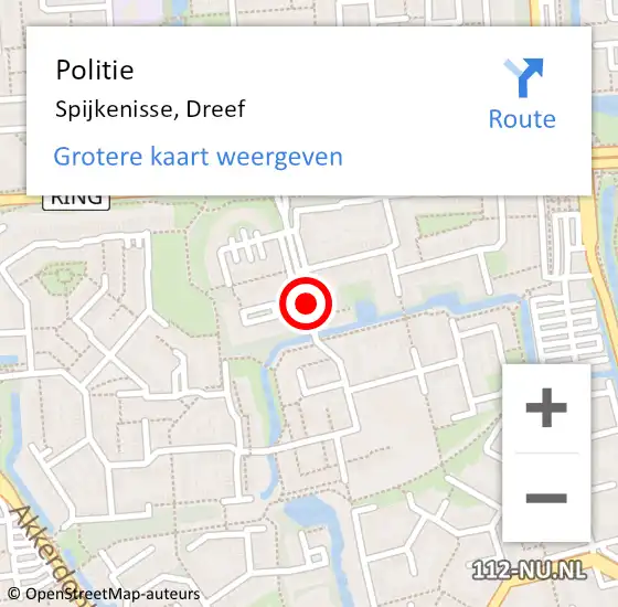 Locatie op kaart van de 112 melding: Politie Spijkenisse, Dreef op 1 juni 2024 13:35